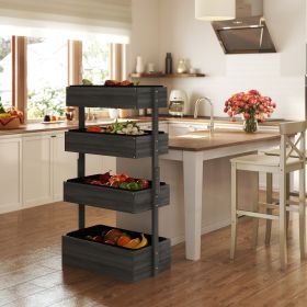 Outdoor Wooden Vertical Garden Planter, 4 Tier Planter Box, Self-Draining For Flowers, Vegetables, Herbs, Gray