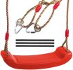 Swing seat Red for Kids and Adults with Length Control Hinge 220lb Load Ninja Slackline Ready Triangle carabiners Included Playground Swing Set Access