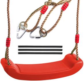 Swing seat Red for Kids and Adults with Length Control Hinge 220lb Load Ninja Slackline Ready Triangle carabiners Included Playground Swing Set Access
