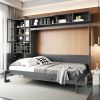 Queen Size Murphy Bed Wall Bed with Sofa , Shelves USB & Light ,Gray