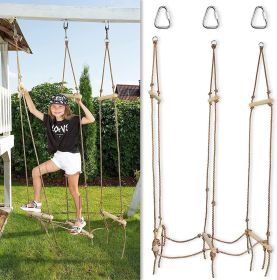 Rickety Bridge Rope Ladder Ninja Slack line Accessories Backyard Obstacle Course Accessories for Ninja Warrior Training Rope Bridge Skip for Kids