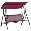 Outsunny 3-Person Porch Swing with Stand, Outdoor Swing for Patio Porch with Adjustable Tilt Canopy and Comfortable Swing Bench-Style Seat