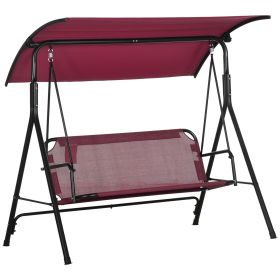 Outsunny 3-Person Porch Swing with Stand, Outdoor Swing for Patio Porch with Adjustable Tilt Canopy and Comfortable Swing Bench-Style Seat