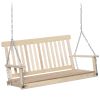 Outsunny Hanging 2-Seater Porch Swing, Outdoor Patio Chair, Slatted Design, Natural, 440lbs