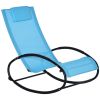 Outsunny Poolside Paradise: Light Blue Rocking Chaise Lounger with Headrest