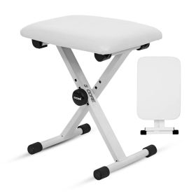 5 Core Keyboard Bench 2 Inch Padded Cushioned Piano Stool Height Adjustable Guitar Seat Folding Portable Musician Chair w Nonslip Rubber Feet Black -