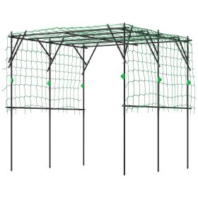 Outsunny Garden Arch Trellis, 7.3 FT Tall Metal Plant Trellis Support with Climbing Net, Cucumber Trellis for Vegetables, Black