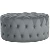 HOMCOM Round Ottoman Coffee Table with Velvet-feel Upholstery, Button Tufted Design and Padded Seat, Dark Gray