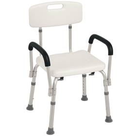 HOMCOM Adjustable Medical Shower Chair, Bath Mate, with Armrests, White