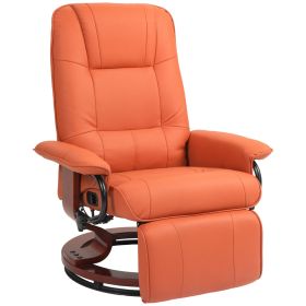 HOMCOM Swivel Recliner Chair, Adjustable Swivel Lounge Chair with Footrest, Armrest and Wrapped Wood Base for Living Room, Light Red