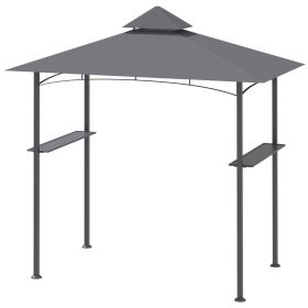 Outsunny 8' x 5' Grill Gazebo with Double Roof, Outdoor BBQ Canopy Gazebo with 2 Side Shelves for Patio Yard Garden Gray