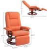 HOMCOM Swivel Recliner Chair, Adjustable Swivel Lounge Chair with Footrest, Armrest and Wrapped Wood Base for Living Room, Light Red