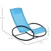 Outsunny Poolside Paradise: Light Blue Rocking Chaise Lounger with Headrest