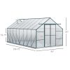Outsunny 16' x 8' Aluminum Greenhouse, Walk-in Garden Greenhouse Kit with Adjustable Roof Vent, Rain Gutter and Sliding Door for Winter, Clear