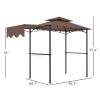 Outsunny 8' x 5' Outdoor Grill Gazebo, Barbecue Gazebo Shelter with Side Awning, 2 Side Shelves and 6 Hooks, Brown