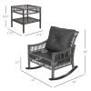 Outsunny 3 Piece Outdoor PE Rattan Rocker Chair Set, Rocking Chair with Tempered Glass Table Top, Gray