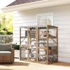PawHut Outdoor Cat Enclosure with Window Access, 5 Platforms and 2 Resting Boxes, Waterproof Roof for Multiple Cats, Brown
