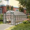 Outsunny 16' x 8' Aluminum Greenhouse, Walk-in Garden Greenhouse Kit with Adjustable Roof Vent, Rain Gutter and Sliding Door for Winter, Clear