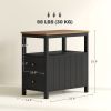 HOMCOM Side Table with Charging Station and USB Ports, Narrow End Table with Drawers, Shelf for Living Room, Black