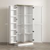 HOMCOM 70" Storage Pantry Cupboards, Freestanding Cabinet w/ Spice Racks & Adjustable Shelves, Tall Pantry for Home, Dining, White