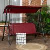 Outsunny 3-Person Porch Swing with Stand, Outdoor Swing for Patio Porch with Adjustable Tilt Canopy and Comfortable Swing Bench-Style Seat