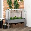 Outsunny Raised Garden Bed with PE Greenhouse Cover Outdoor Planter Box for Herbs and Vegetables, 48 x 22 x 46 inch, Dark Gray