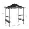 Outsunny 8' x 5' BBQ Grill Gazebo, 2-Tier Outdoor BBQ Gazebo with 2 Side Shelves, Storage Baskets, Ceiling Hook, Dark Gray