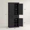 HOMCOM 72" Kitchen Pantry Storage Cabinet, Cupboard with 4 Doors and 3 Adjustable Shelves, Large Central Drawer, Black