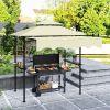 Outsunny 8' x 5' Outdoor Grill Gazebo, Barbecue Gazebo Shelter with Side Awning, 2 Side Shelves and 6 Hooks, Beige