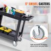 VEVOR Utility Service Cart, 2 Shelf 550LBS Heavy Duty Plastic Rolling Utility Cart with 360° Swivel Wheels, Medium Lipped Shelf