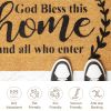 Welcome Doormats Natural Coco Coir Mats with Non Slip PVC Backing Indoor Outdoor Mats for Home & Office Mats for Door with God Bless This Home Print B