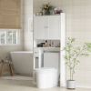 HOMCOM Modern Over the Toilet Storage Cabinet with 2 Doors, Above Commode Storage Cabinet with Toilet Paper Holder, White