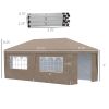Outsunny 10' x 19.5' Pop Up Canopy Tent Height Adjustable Event Shelter w/ Sidewalls, Leg Weight Bags, Wheeled Carry Bag, Brown