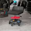 HOMCOM Rolling Creeper Garage Stool, 300 LBS Capacity Mechanic Stool with 360° Wheels, Tool Tray, Adjustable Height, Black