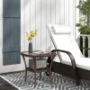 Outsunny Patio Refreshment Table: Mixed Brown Wicker with Glass Water-Ripple Surface & Storage Shelf - Outdoor Elegance