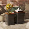 HOMCOM Ottoman with Storage Set of 2, Industrial Nesting Ottoman Stool with Removable Lid, Metal Frame for Living Room, Black