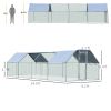 PawHut Large Chicken Coop Metal Chicken Run with Waterproof and Anti-UV Cover, Flat Shaped Walk-in Fence Cage Hen House for Outdoor and Yard Farm Use