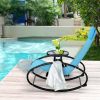 Outsunny Poolside Paradise: Light Blue Rocking Chaise Lounger with Headrest