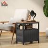 HOMCOM Side Table with Charging Station and USB Ports, Narrow End Table with Drawers, Shelf for Living Room, Black