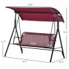 Outsunny 3-Person Porch Swing with Stand, Outdoor Swing for Patio Porch with Adjustable Tilt Canopy and Comfortable Swing Bench-Style Seat