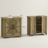 HOMCOM 11.8" W Farmhouse Pedestal Sink Cabinet, Sink Storage Cabinet with 2 Barn Doors and Adjustable Shelf, Light Gray
