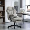 HOMCOM Big & Tall Office Chair, Up to 396lbs, Ergonomic Reclining Office Chair with High Back, Footrest & Lumbar Support, Gray