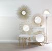 Golden Petals Wall Mirror - Elegant Home Decor Accent with Intricate Floral Design