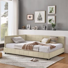 Full Size Upholstered Tufted Bed Frame, Sofa Bed Frame with Comfortable Backrest and Armrests, Full Size Bed for Bedroom, Living Room,Velvet (Color: as Pic)