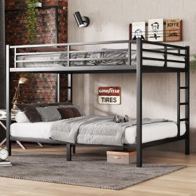 Metal Queen over Queen Bunk Bed for Teens and Adults,Space-Saving/Noise Reduced/No Box Spring Needed, Black (Color: as Pic)